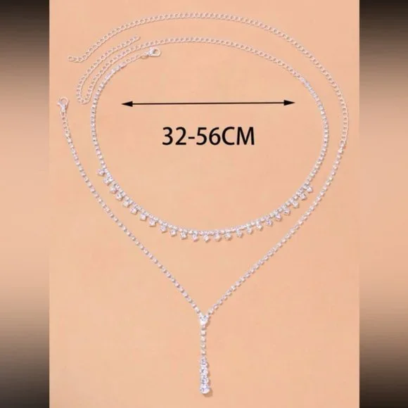 Dazzling Duets Rhinestone Necklace Set - Picture 2 of 2